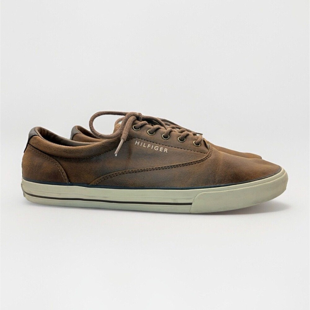Tommy Hilfiger Phelipo Men's 12 Brown Leather Low Top Lace Up Sneaker TMPHELIPO